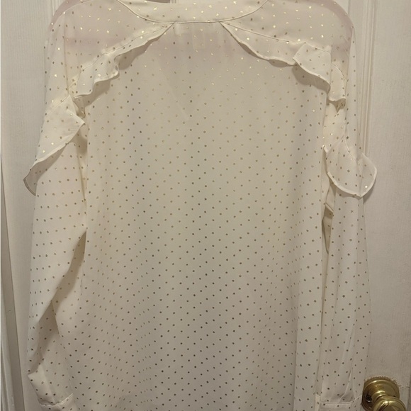 Michael Kors Semi Sheer Blouse with Ruffle Shoulders Detail - Picture 4 of 5